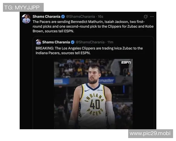 Shams：快船将祖巴茨交易至步行者，得到马瑟林等&2首轮